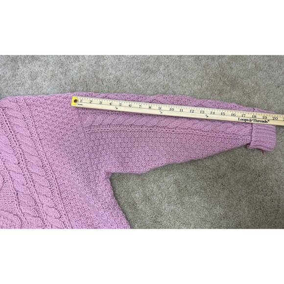 Vtg Laura Ashley Women's M/L Pink Cable Knit Turtleneck Sweater Chunky Boxy - Picture 10 of 11